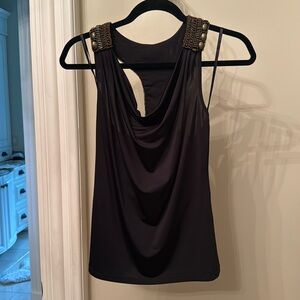 Black top with beaded detail (XS)